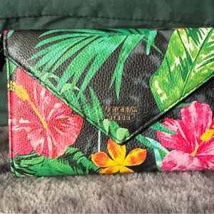 Victoria's Secret Black and Green Clutch with Tropical Design